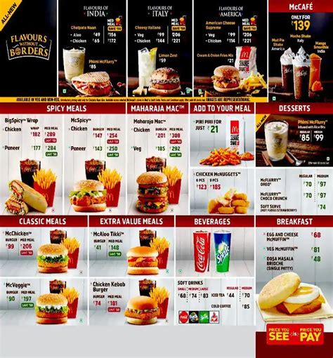 mcdonald's india menu with price list 2022